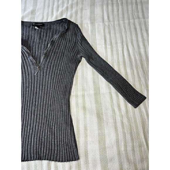 INC International Concepts Long Sleeve Juniors Large Ribbed Front Zipper Y2K 90s - Picture 3 of 11